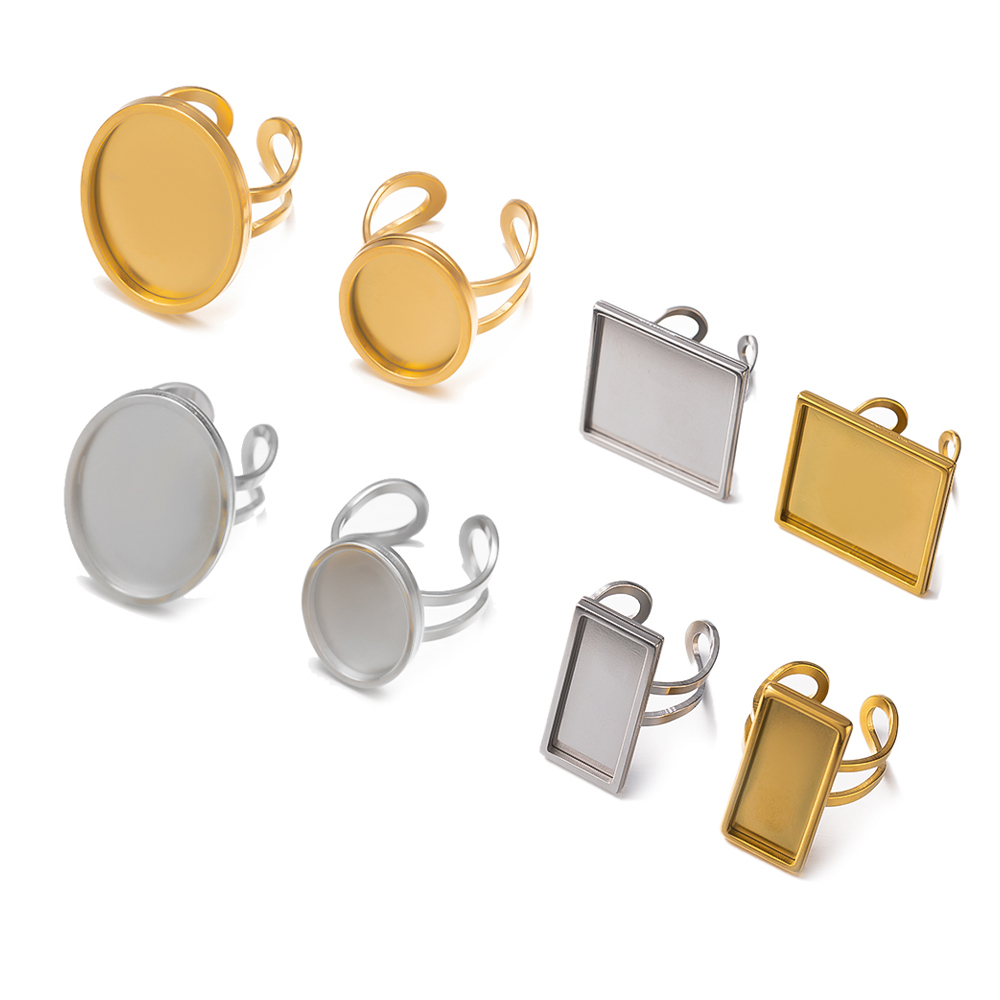 Ring Set Adjustable - 4 Stücke Edelstahl Golden Blank Einstellbare