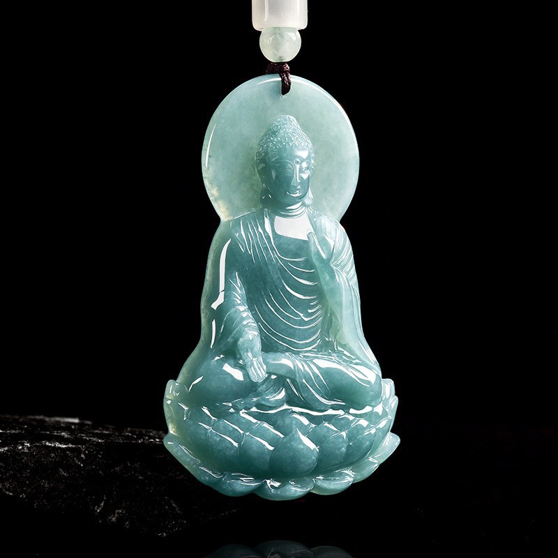 Women Accessories Jewelry - Natürliche burmesische Jadeit-Buddha-Anhänger-Halskette, modischer Schmuck aus