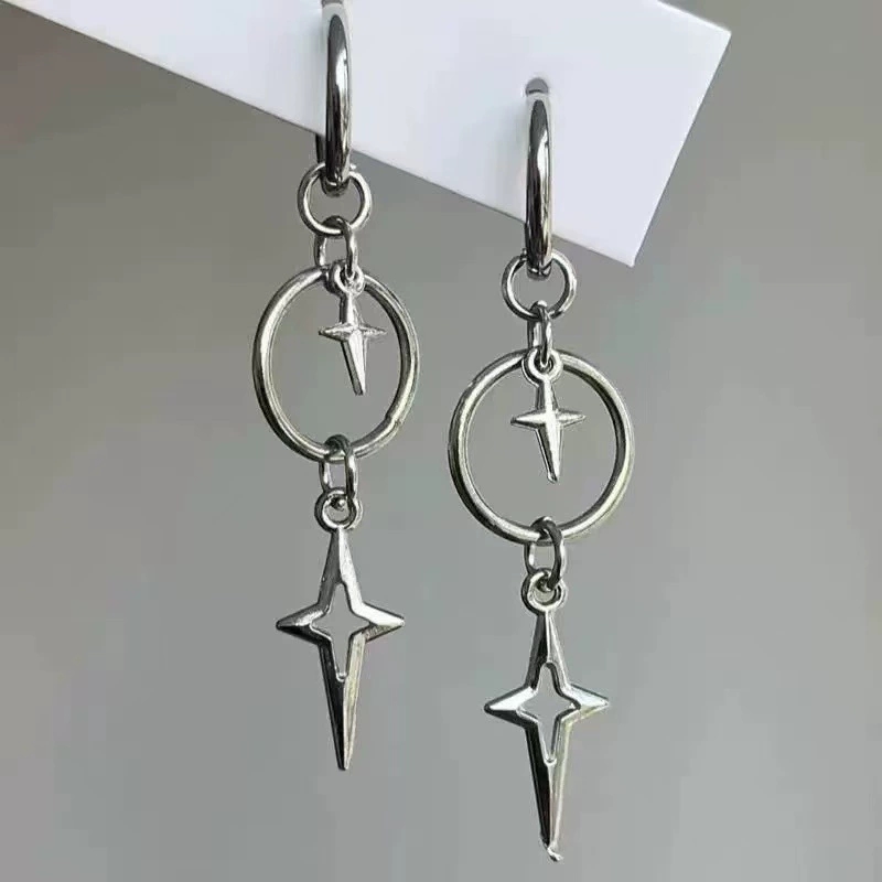 Women'S Emo Accessories - Personalisierte Punk Kreuz Stern Anhänger Ohrringe