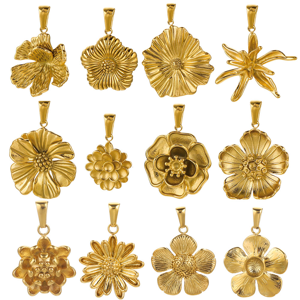 Women Accessories Pack - 2-teiliges Set mit Edelstahl-Charms-Anhängern, BOHO-Blumen, DIY-Frauen-Schmuckmaterialien,