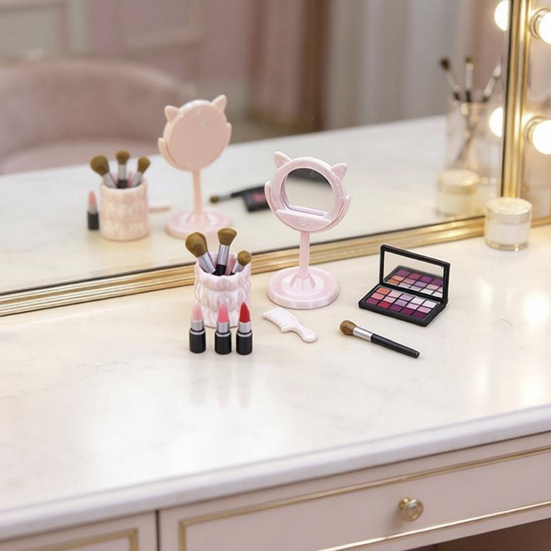 Women'S Vanity Accessories - 1-teiliges Mini-Puppenhaus-Make-up-Pinsel-Set, Simulations-Kosmetikzubehör-Spielzeug für die Dekoration