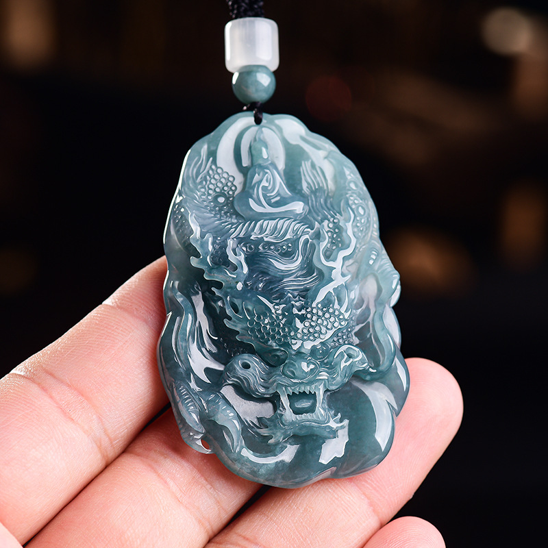 Women Accessories Jewelry - Natürliche burmesische Jadeit-Drachen-Anhänger-Halskette, Vintage-Designer-Mode, echter Jade-Luxus-Schmuck,