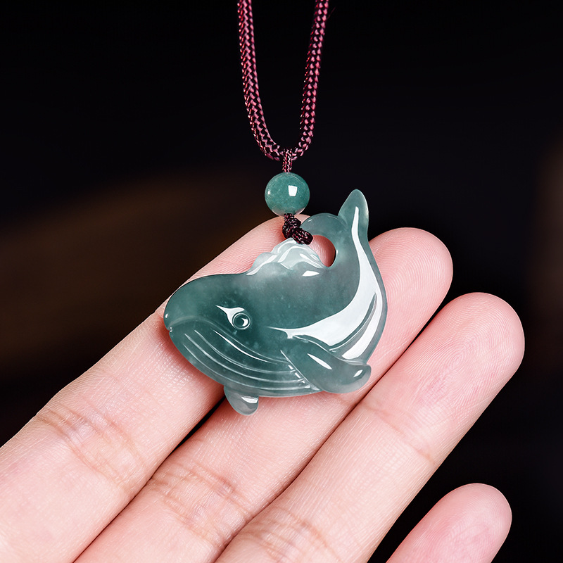 Women Accessories Jewelry - Natürliche burmesische Jadeit-Wal-Anhänger-Halskette, Accessoires, echter Jade-Charm,