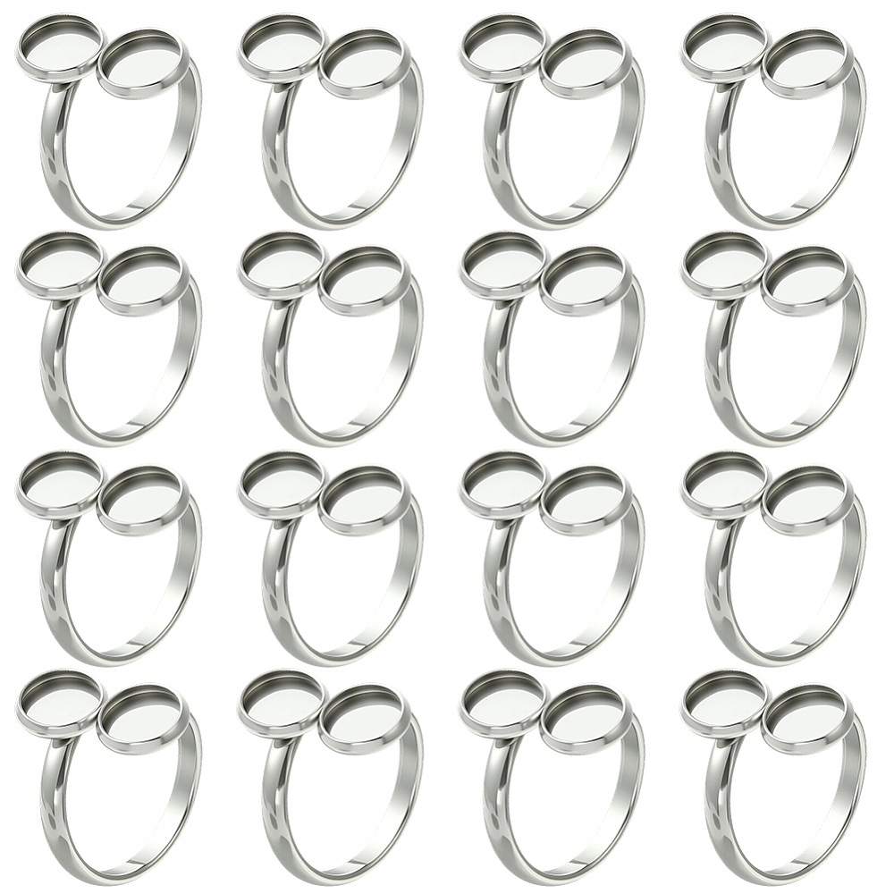 Ring Set Adjustable - 16 Stück Fingerring-Rohlinge 18mm 304 Edelstahl