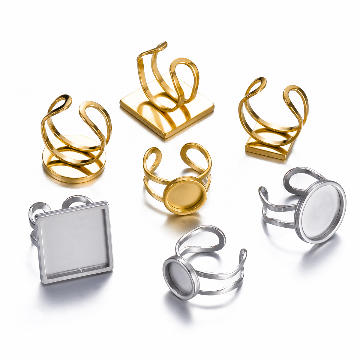 Ring Set Adjustable - 4 Stück Edelstahl Verstellbare Ringe mit