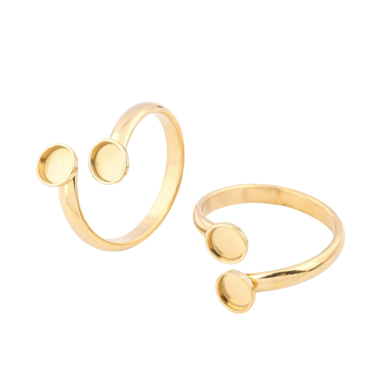 Ring Set Adjustable - 10 Stück verstellbare vergoldete Edelstahl-Ringrohlinge mit