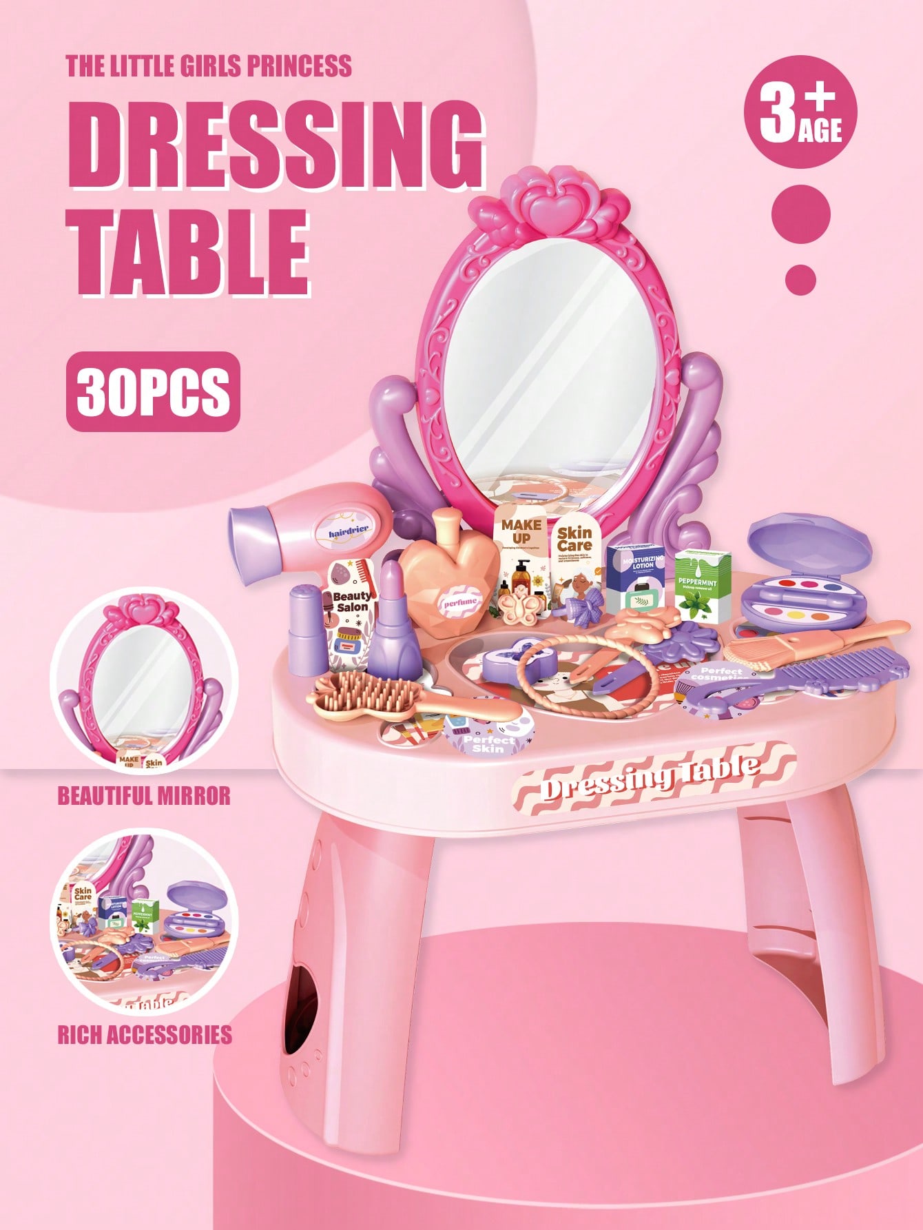 Women'S Vanity Accessories - Kinder Prinzessinnen Schminktisch Spielzeug-Set mit Spiegel