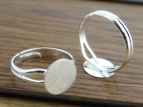Ring Set Adjustable - 6/8/10/12 mm, 10 Stück, versilbertes Bronze-Messing,