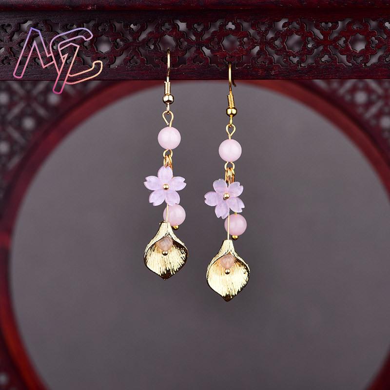 Rosa natürliche Jade-Blumen-Oh – Women Accessories Earrings Bewertung und Preis