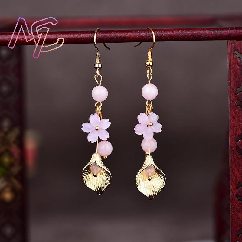 Rosa natürliche Jade-Blumen-Oh – Women Accessories Earrings Bewertung und Preis