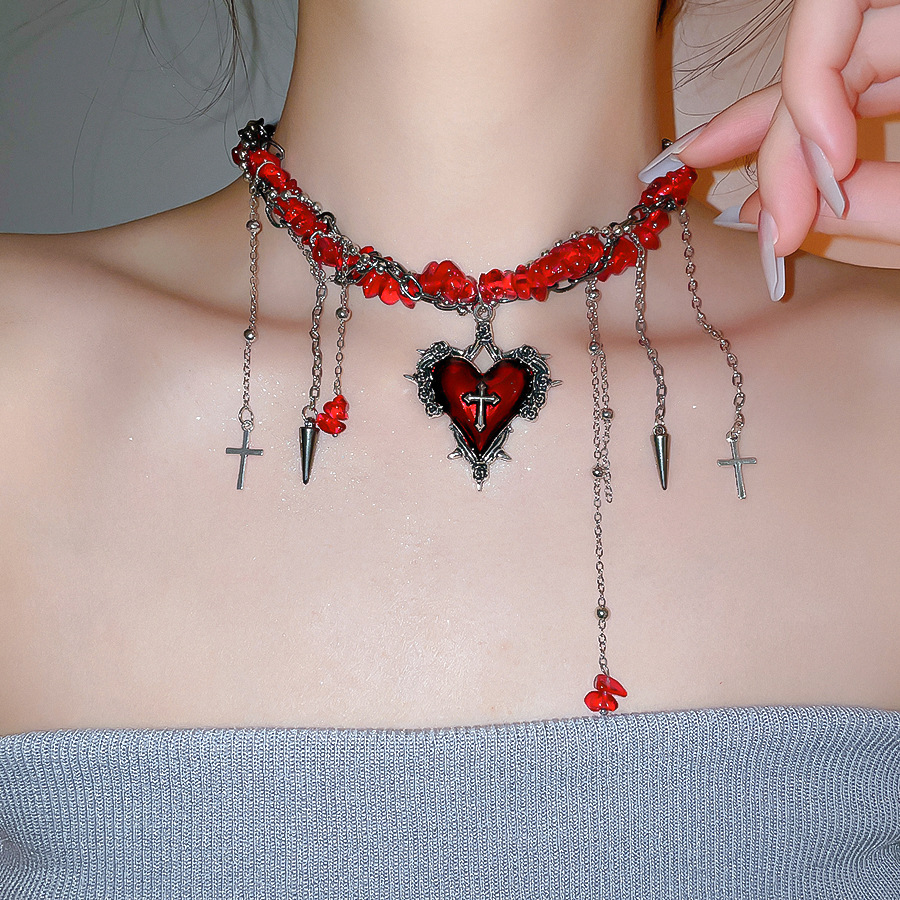 Goth Vintage Y2K Dunkelrotes H – Women'S Emo Accessories Bewertung und Preis