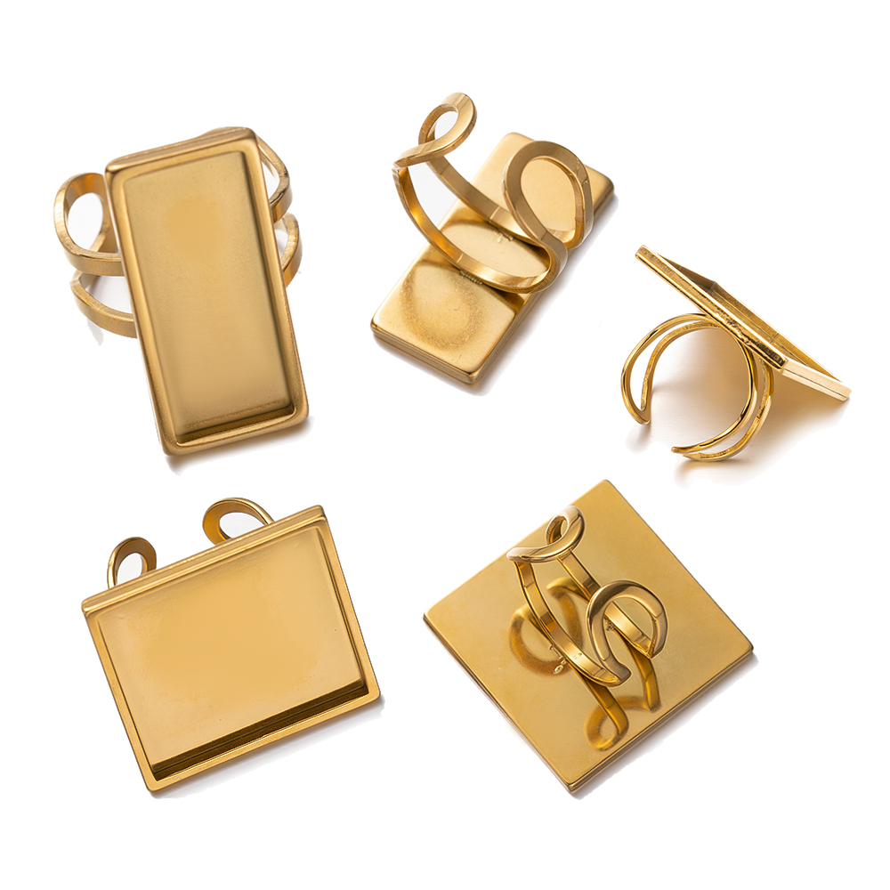 4 Stück Edelstahl quadratisch  – Ring Set Adjustable Bewertung und Preis